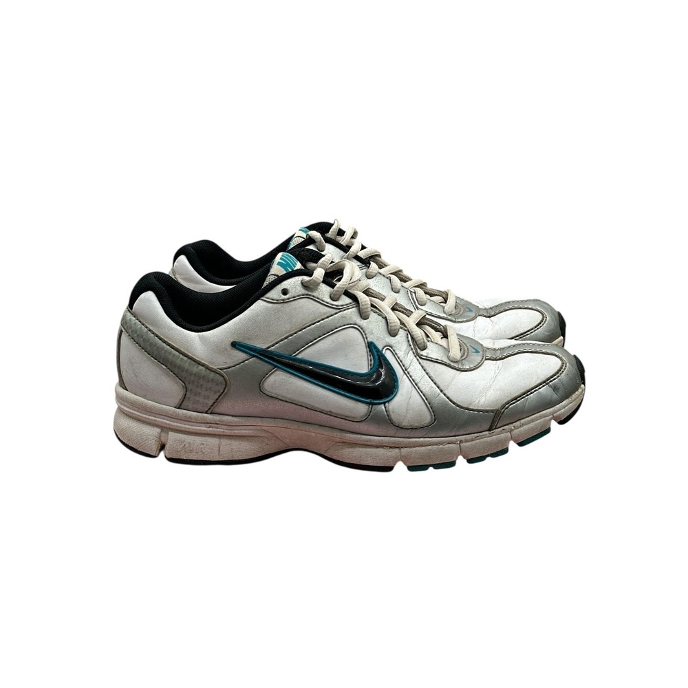 Nike Track Star 3 Womens Metallic Silver White‎ Teal Running Shoes 398554-106 8